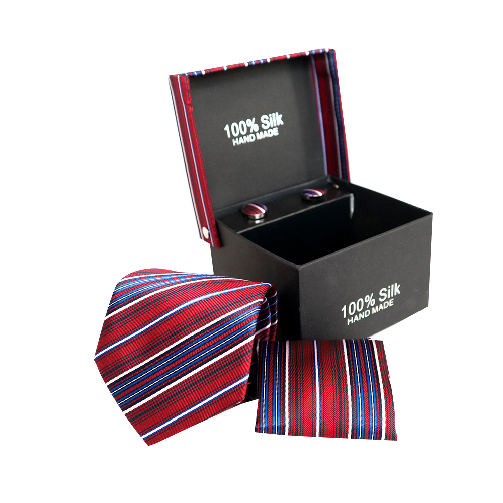 Cà vạt nam, cà vạt bản lớn, cà vạt 8cm - Cà vạt hộp bản lớn  màu đỏ sọc CH8DOS011