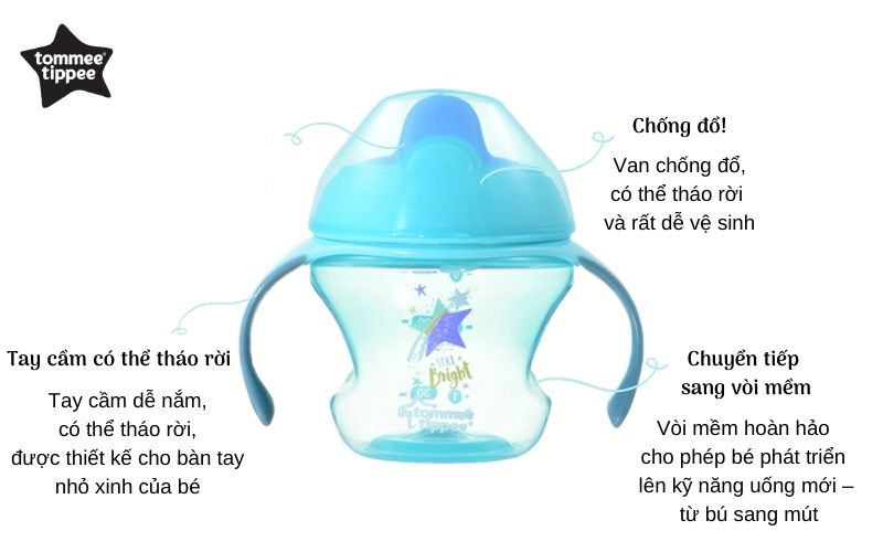 Bình tập uống có vòi cho bé Tommee Tippee First Sippee 150ml từ 4 tháng - Xanh Lá