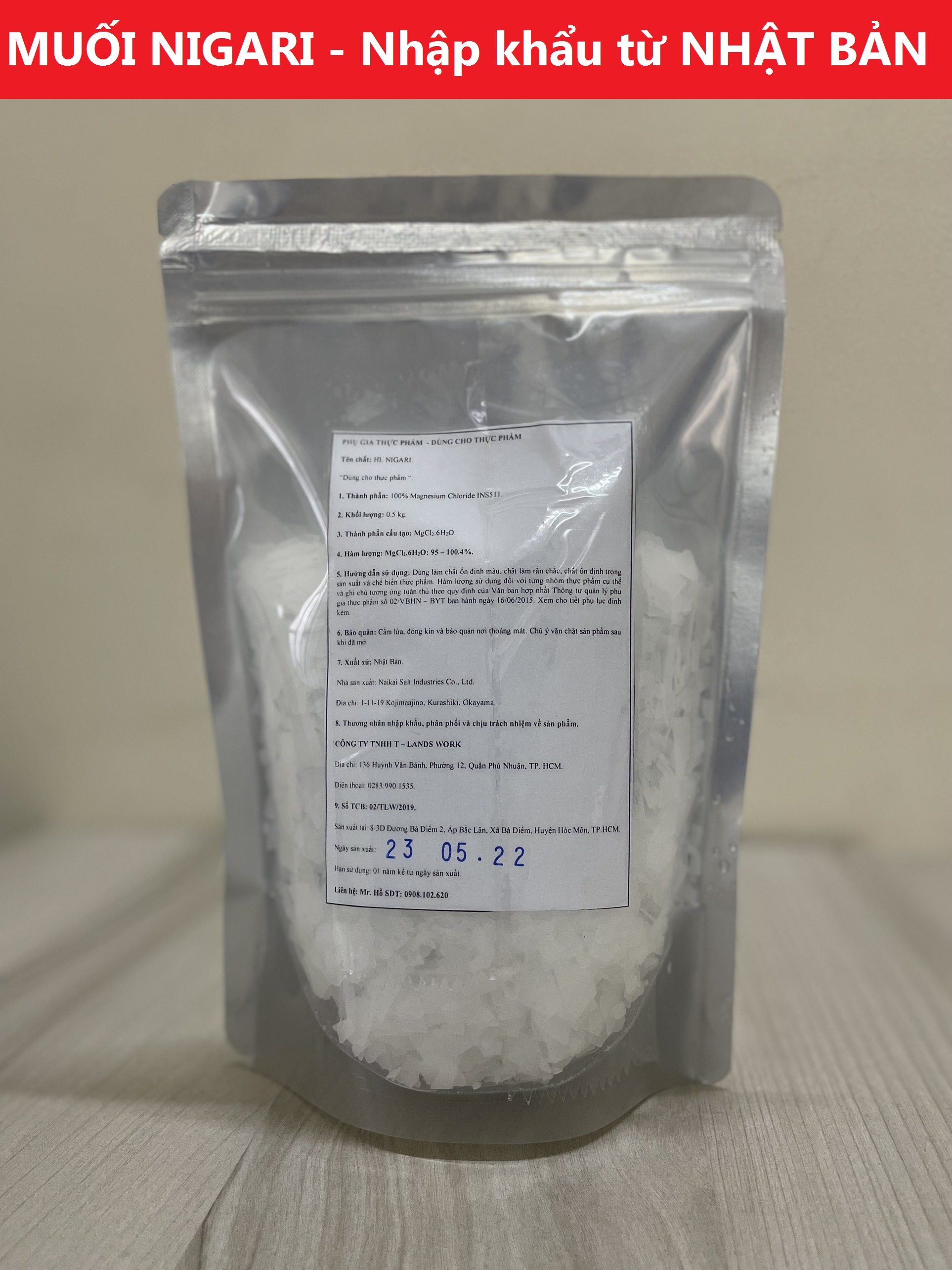 Muối NIGARI Nhật Bản 1kg làm đậu hũ đông nhanh ngon béo