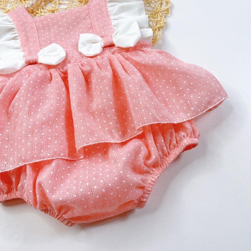 Body váy chấm bi hồng cánh tiên bé gái 3 đến 12kg chất đũi thông hơi mềm mịn mát