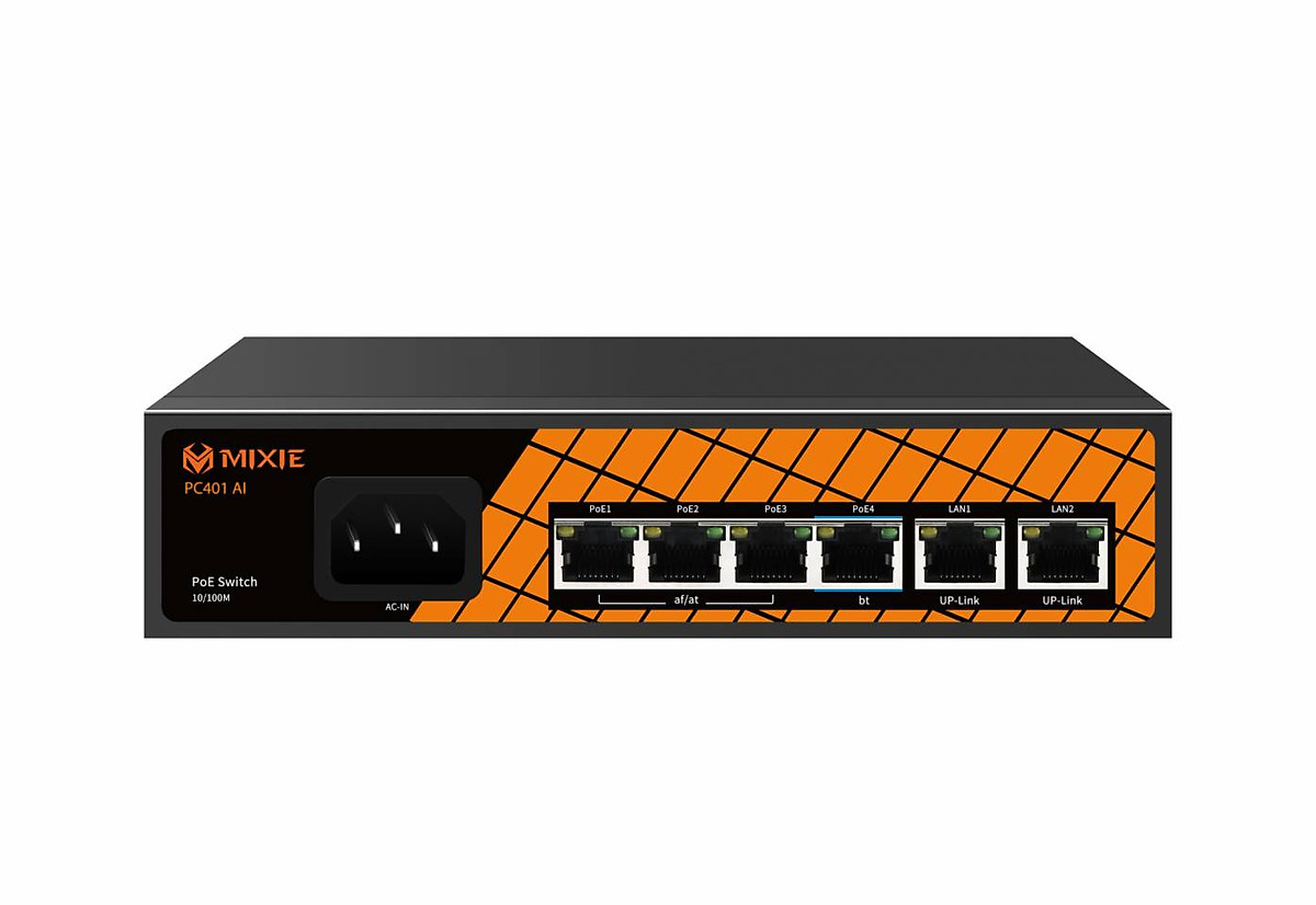 Bộ chia mạng Switch PoE MIXIE PC402 4 cổng 10/100Mbps + 2 cổng uplink 10/100Mbps - Hàng Chính Hãng