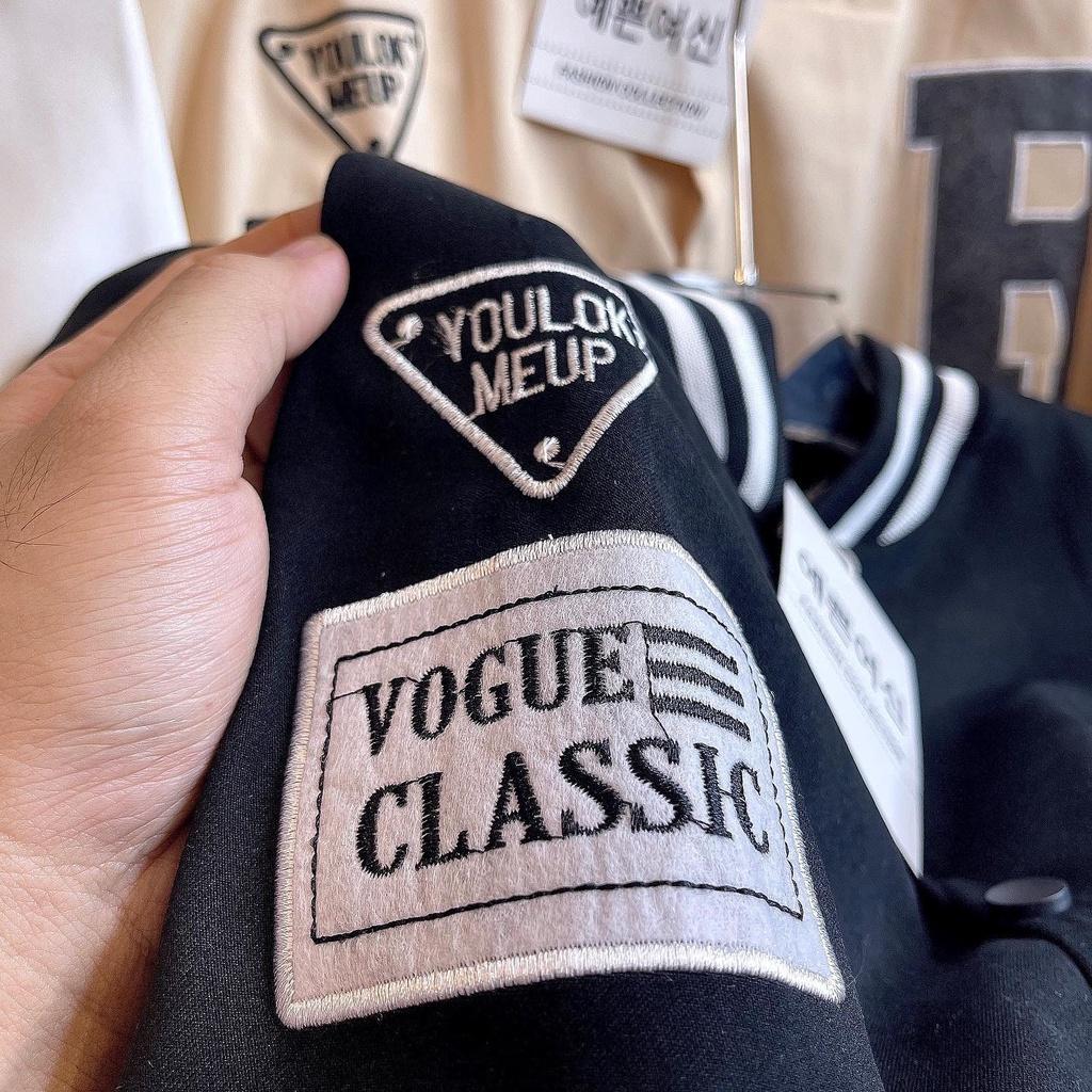 Áo Khoác Bomber Da Lộn 2 Lớp Thêu Logo R Chất Vải Mịn Đẹp Form Unisex Rộng Thoải Mái