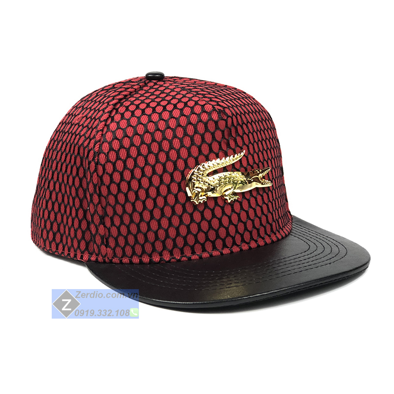 Mũ snapback họa tiết hợp kim cực chất, 2 màu đen, đỏ cho cả nam và nữ