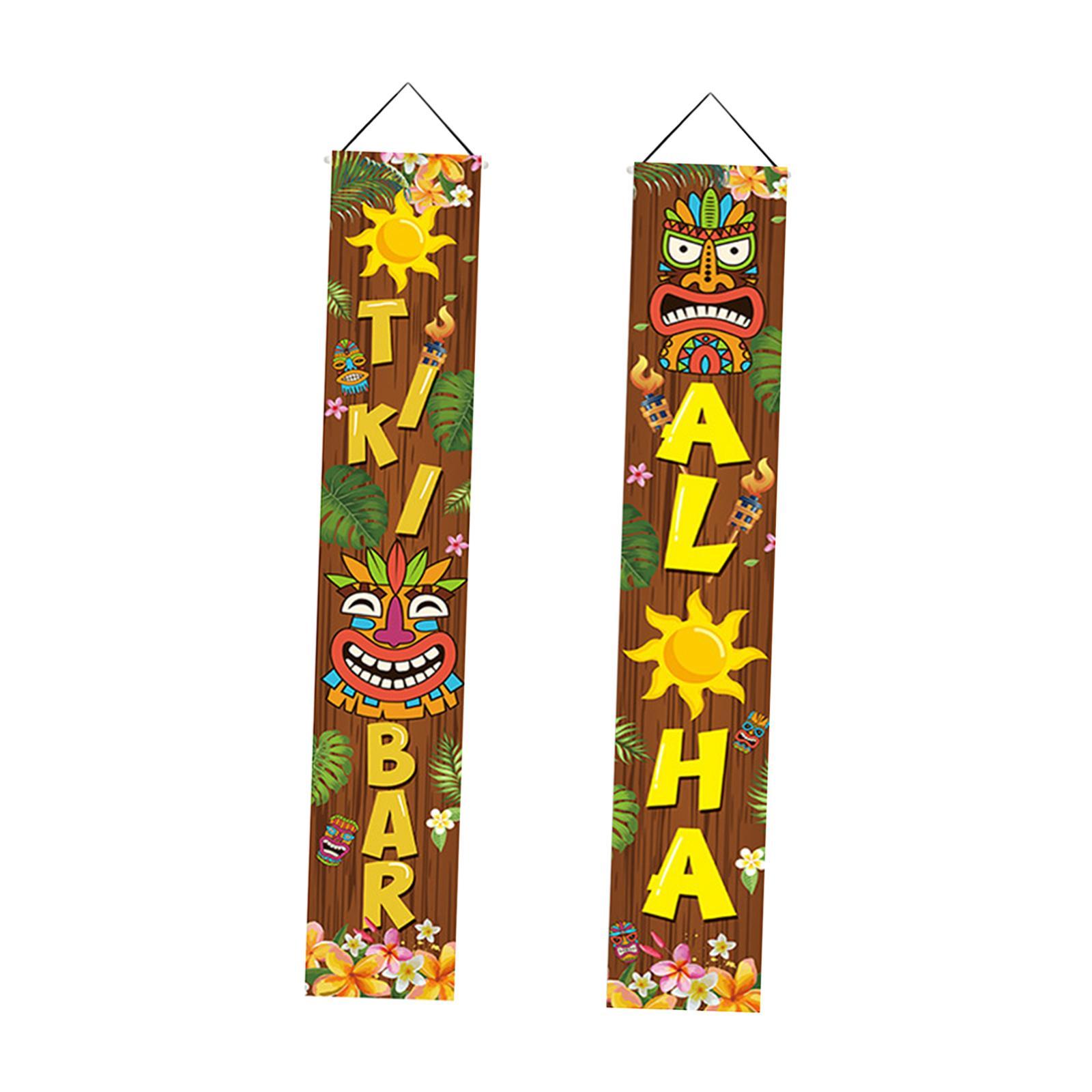 Door Banner Sign Decorative Door Flags Porch Sign for Hawaiian Home Carnival