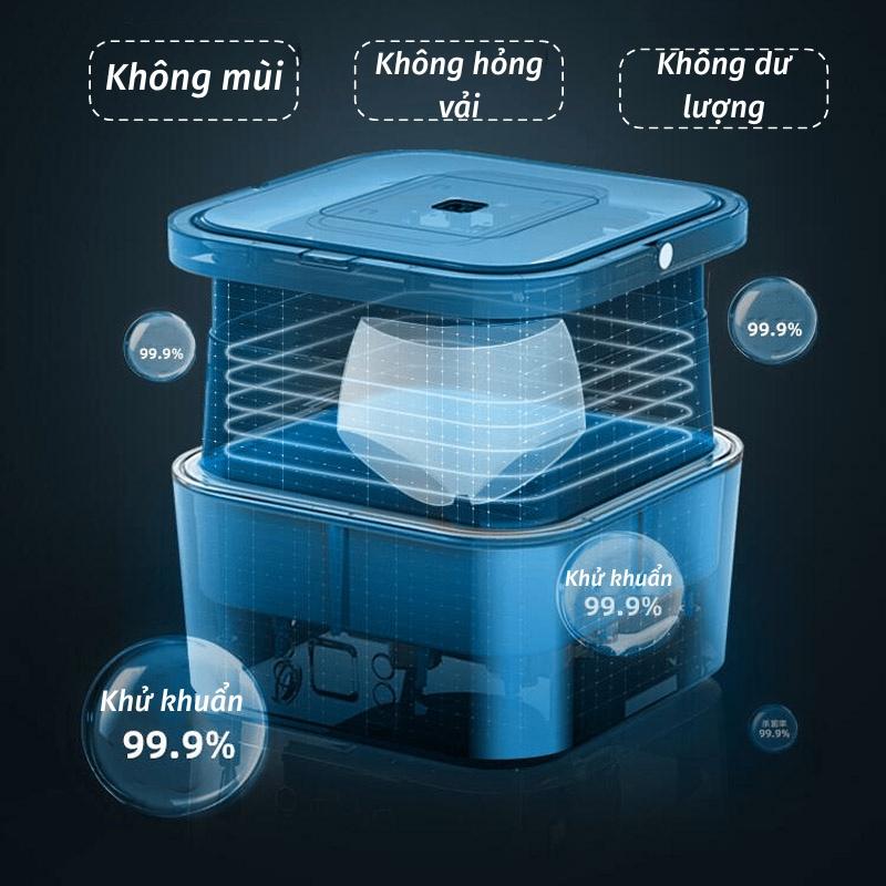 Máy giặt mini cao cấp gấp gọn tự động thông minh vắt khô khử khuẩn bằng ánh sáng xanh Blue Ag tiện lợi phù hợp với mọi g