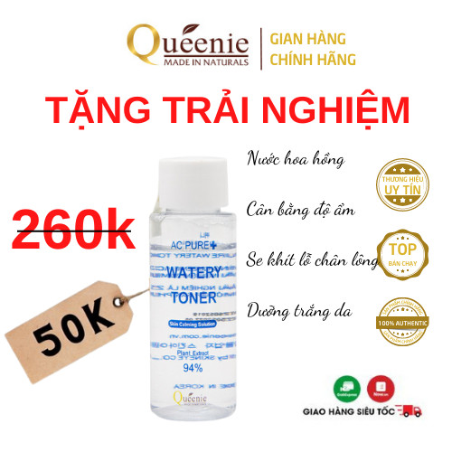 Nước hoa hồng Queenie sạch sâu, se khít lỗ chân lông trải nghiệm 30ml - Mỹ Phẩm Hàn Quốc