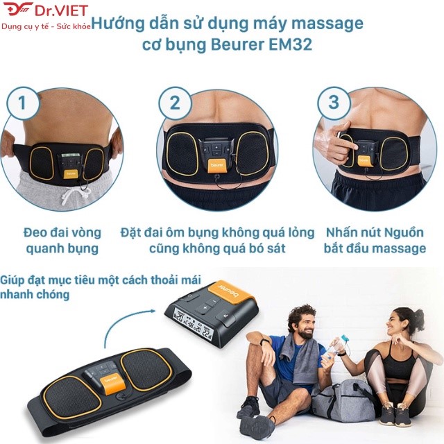 Đai massage Beurer EM32 Chính hãng- Tăng cường sức khoẻ, thư giãn cơ bắp, định hình cơ 6 múi, giao hàng nhanh toàn quốc