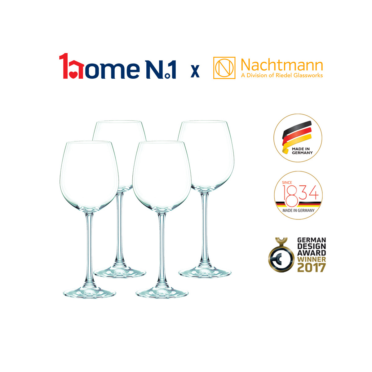Bộ 4 ly rượu vang trắng Nachtmann Vivendi Goblet - Hàng chính hãng Đức