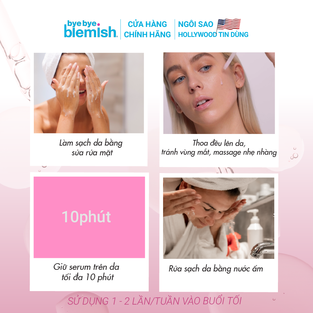 Bộ sản phẩm Chấm mụn và Tinh chất Peel da AHA + BHA Bye Bye Blemish giúp giảm mụn sưng đỏ, mờ vết thâm và tái tạo làn da