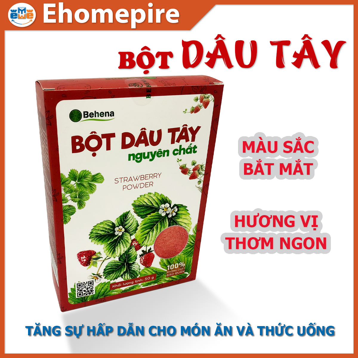 Bột Dâu Tây | Gói 50gam | Behena | NPP EHOMEPIRE