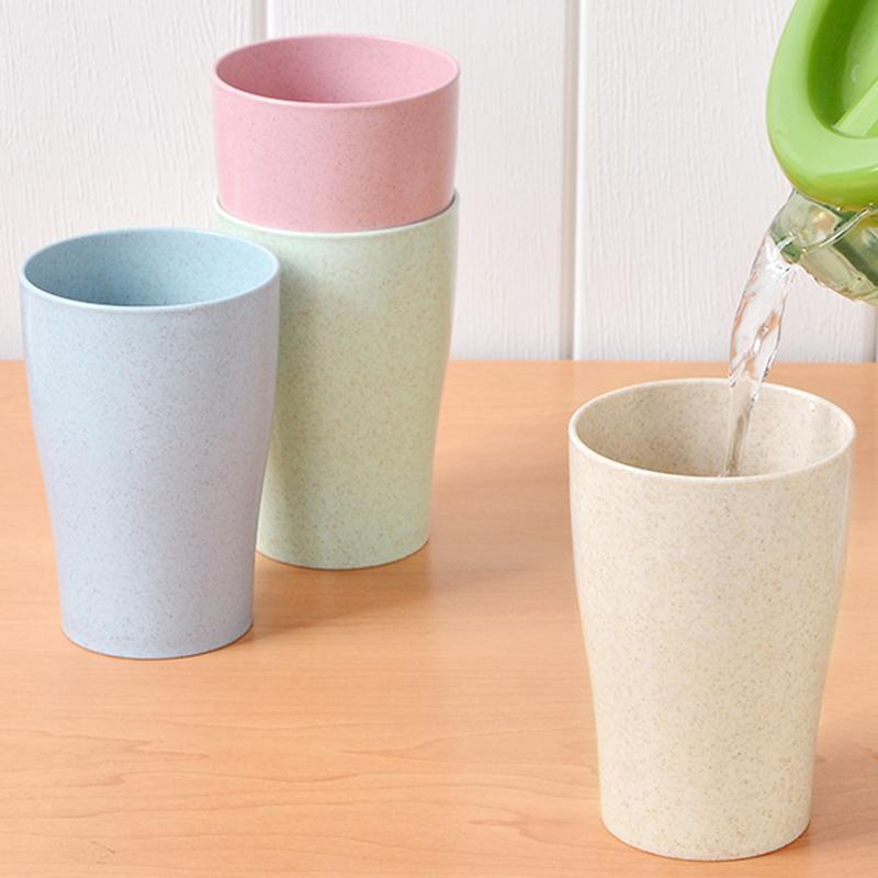 Wheat Straw 4pcs/set Water Cup Biodegradable Children Breakfast Eco-Friendly Milk Drink Cup Couple Mouthwash Cup Drinkware