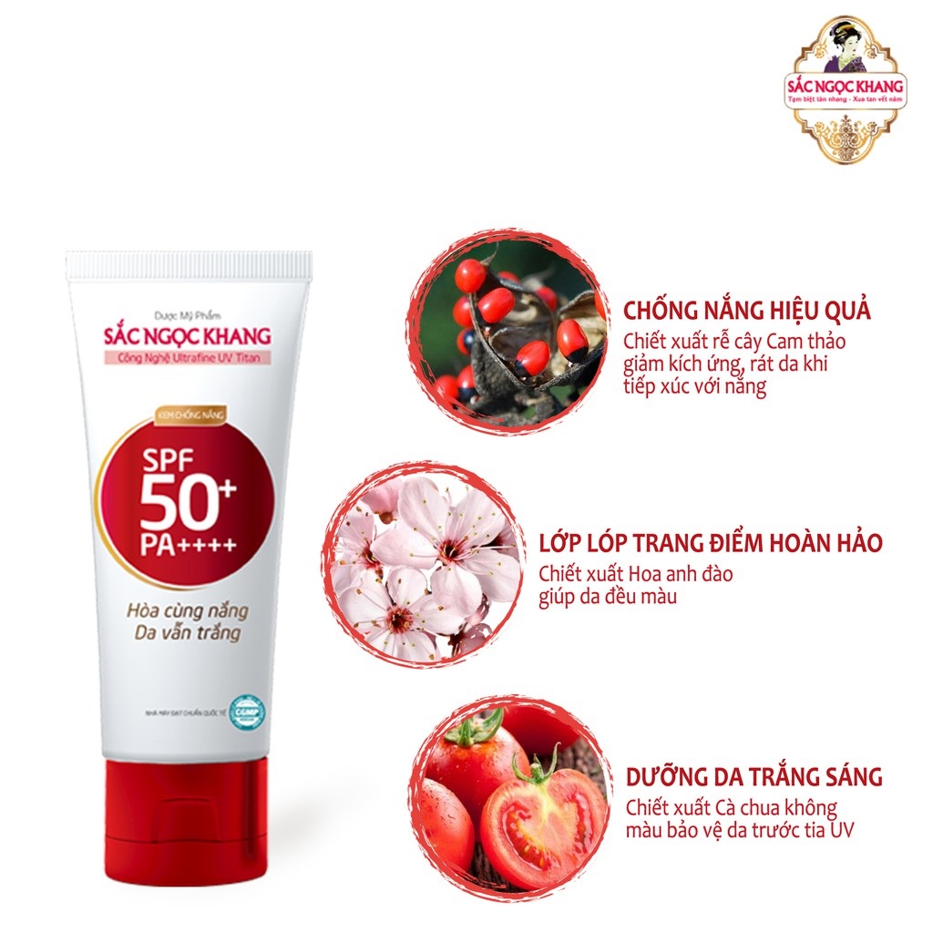 Kem chống nắng Sắc Ngọc Khang 50g giúp chống nắng hiệu quả với chỉ số SPF50, PA++++