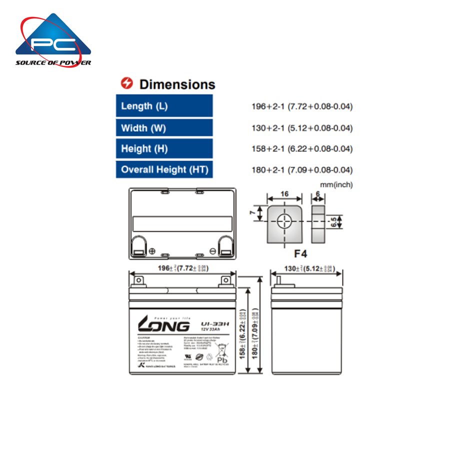 Ắc Quy LONG U1-33 (12V-33AH)