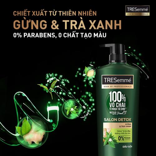 Dầu gội TRESEMME Salon Detox Dưỡng tóc chắc khỏe bóng mượt Gừng và Trà xanh Giúp detox tóc sạch sâu 850g