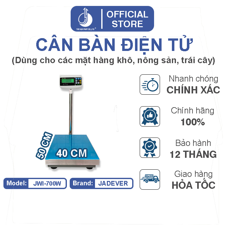 Cân Bàn Điện Tử JWI-700W - Mặt Bàn Cân 400x500MM