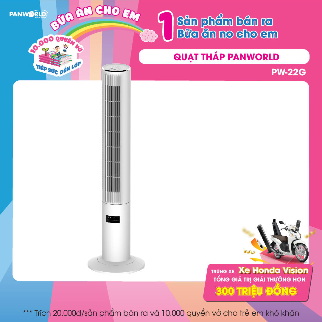Quạt Tháp Panworld The Pure PW-22G không cánh xoay 360 độ lọc không khí hẹn giờ thương hiệu Thái Lan - Hàng chính hãng