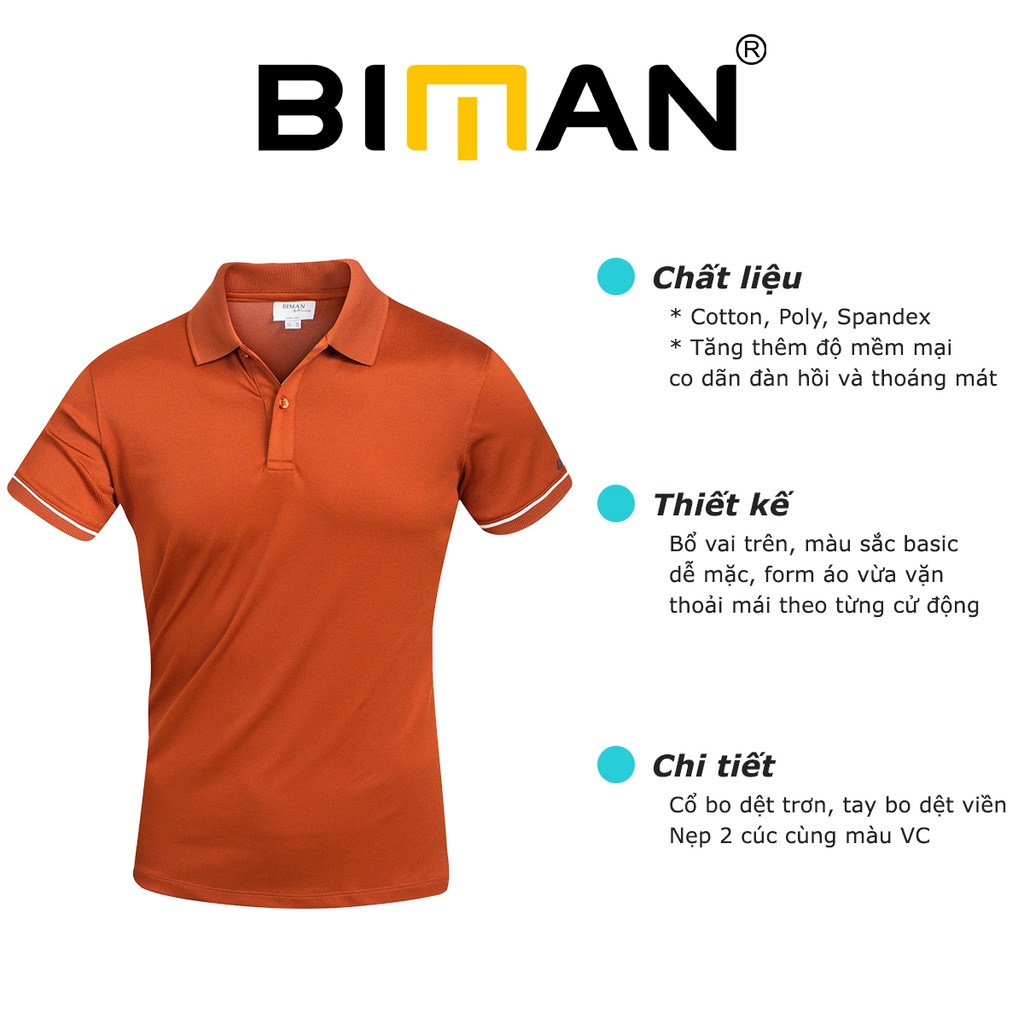 Áo polo nam thun cổ bẻ Biman by Biluxury viền tay phối màu trẻ trung vải cao cấp thoáng mát co giãn 4 chiều 5APCT013