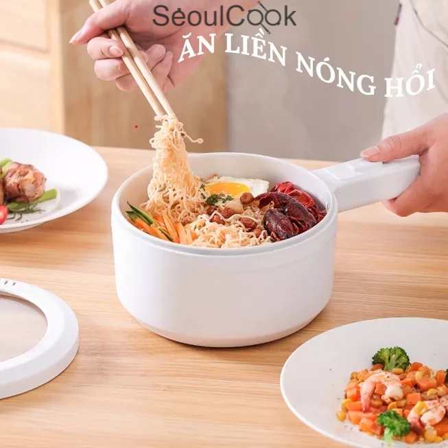 Nồi điện Seoulcook chống dính men sứ ceramic Hàn Quốc cao cấp kèm lồng hấp - Hàng chính hãng