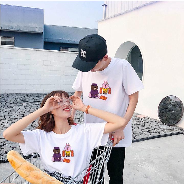 Áo Thun Đôi Màu Trắng In Hình Tết ATN4840 - J.A Shop