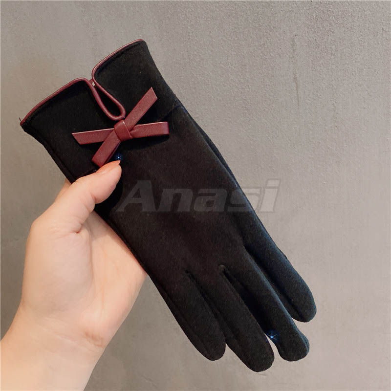 Hình ảnh Găng tay chống nắng/ mùa đông cho nữ Anasi OLV14 đính nơ da - Vải dày dặn, tích hợp cảm ứng