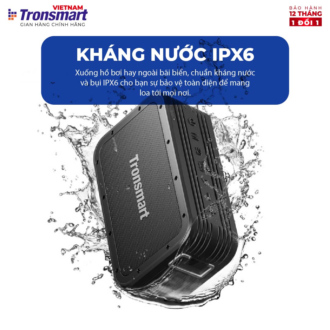 Loa Bluetooth 5.0 Tronsmart Force Max Công suất 80W, Chống thấm nước IPX6 - Thời gian 13 giờ chơi nhạc - Hàng chính hãng