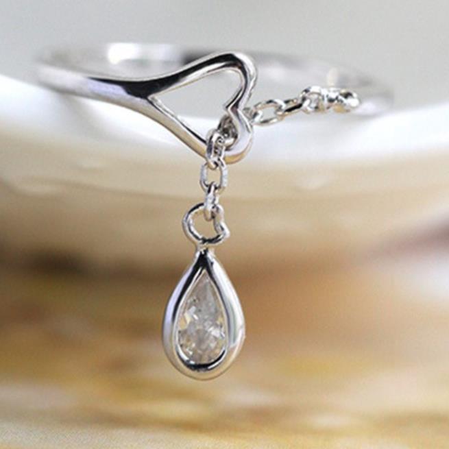 Nhẫn bạc 925 thiết kế hình giọt nước đính đá thời trang cho nữ ANTA Jewelry - ATJ3461