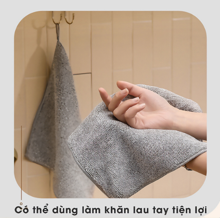 Set 10 khăn lau đa năng nhà bếp sợi than tre mềm mại siêu thấm hút kháng khuẩn 25cm - Hàng chính hãng