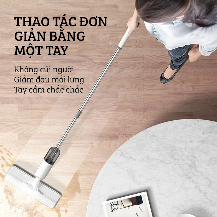 Cây Lau Nhà Phun Sương, Chổi Lau Nhà 360° Lau Sạch Khô Nhanh Cao Cấp Damas P1 Pro - Bản Lau To Giúp Lau Sạch Nhanh Chóng, Khớp Xoay 180 Độ Linh Hoạt - Thiết Kế Mới Tích Hợp Bình Chứa Dung Dịch Với Tốc Độ Phun Sương 0.1s - Hàng Chính Hãng