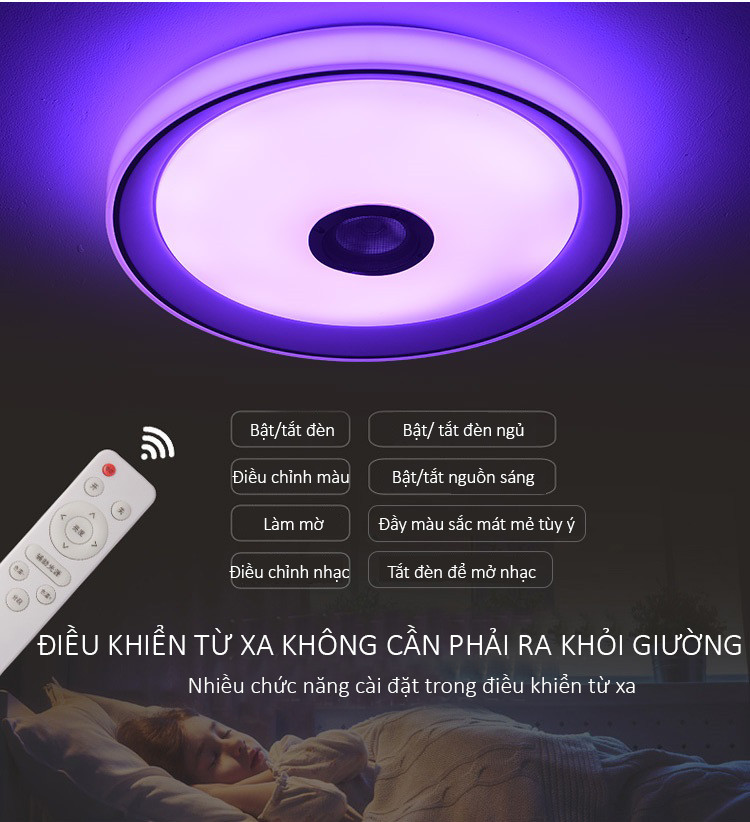 Đèn Ốp Trần 120 LED RGB Tích Hợp Loa Bluetooth Nghe Nhạc Không Dây Kết Nối Điện Thoại Qua APP Cao Cấp