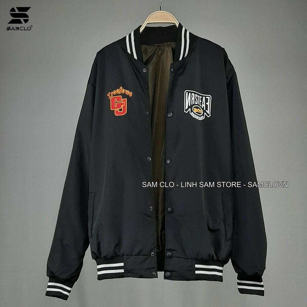 Áo khoác dù BOMBER 2 lớp nam nữ SAM CLO phong cách bóng chày form rộng unisex mặc cặp - couple in CHỮ GJ