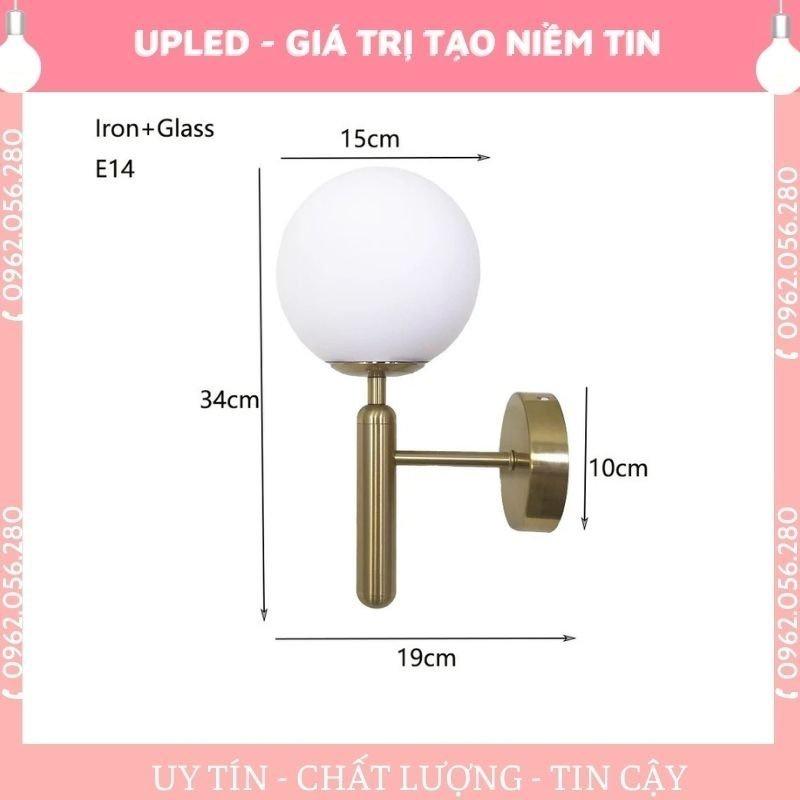 Đèn treo tường cao cấp tặng kèm bóng Led, đèn treo tường hiện đại chao cầu thân mạ vàng - Upled