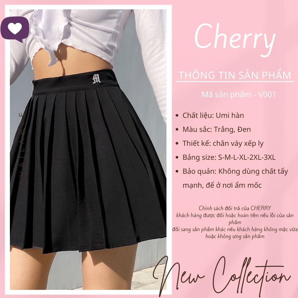 Chân váy ngắn xếp ly hai lớp phong cách CHERRY chân váy tennis xòe kiểu xếp li âu mỹ V048