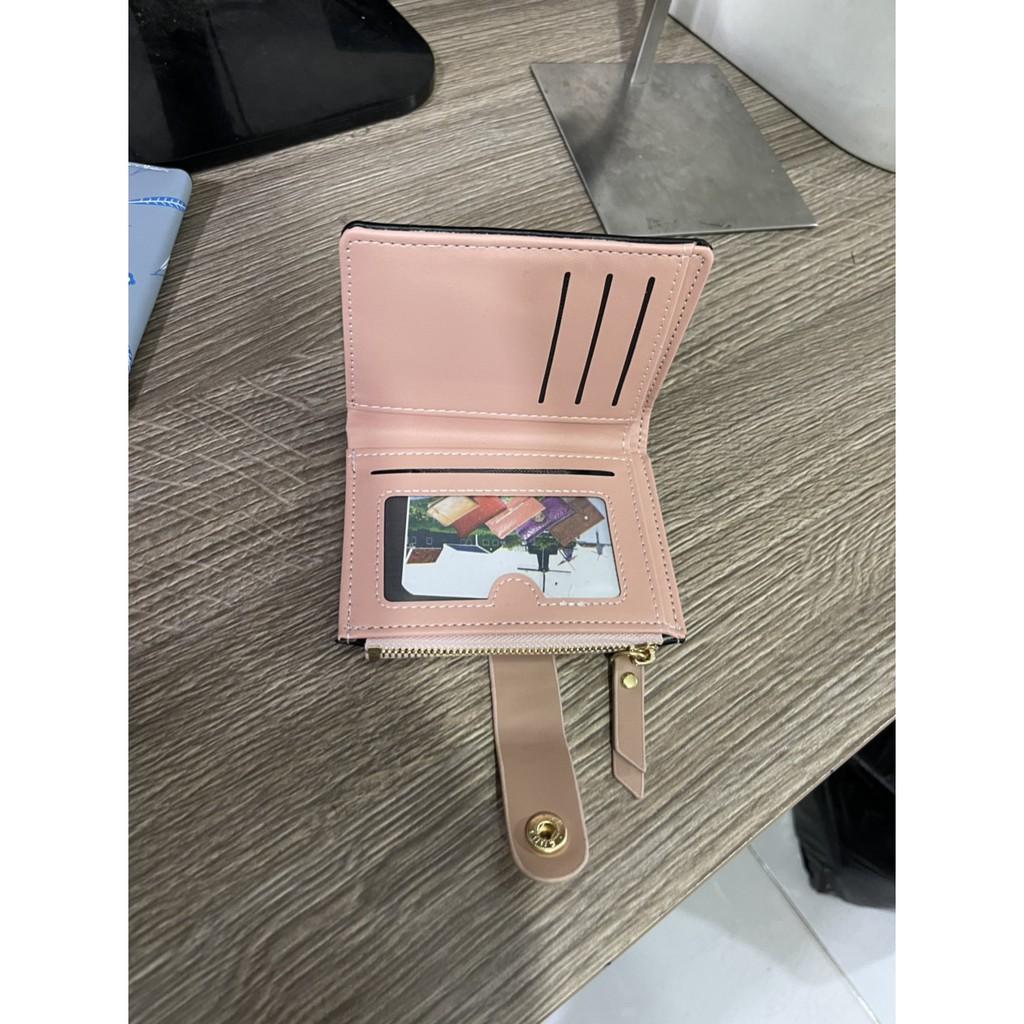 Ví vuông ngắn tiện lợi nút bấm hình hoa cọ FL501 Tặng móc khóa cá heo