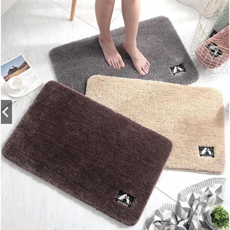 Thảm Lau Chân Nỉ - Chống Trượt, Siêu Thấm Hút Đế Cao Su Cao Cấp Lông Mịn Dày Dặn 40x60cm - Hàng Loại 1