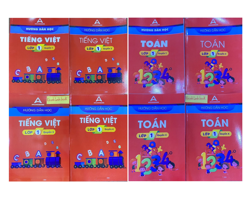 Sách - Combo 8 cuốn Hướng dẫn học toán + tiếng việt lớp 1