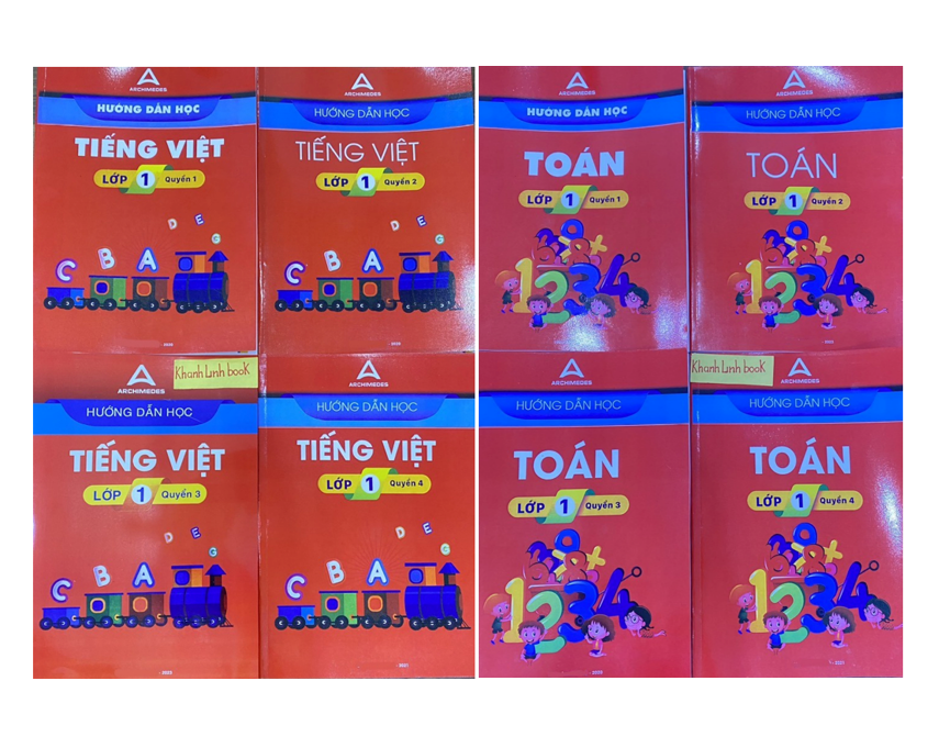 Sách - Combo 8 cuốn Hướng dẫn học toán + tiếng việt lớp 1 (2023)