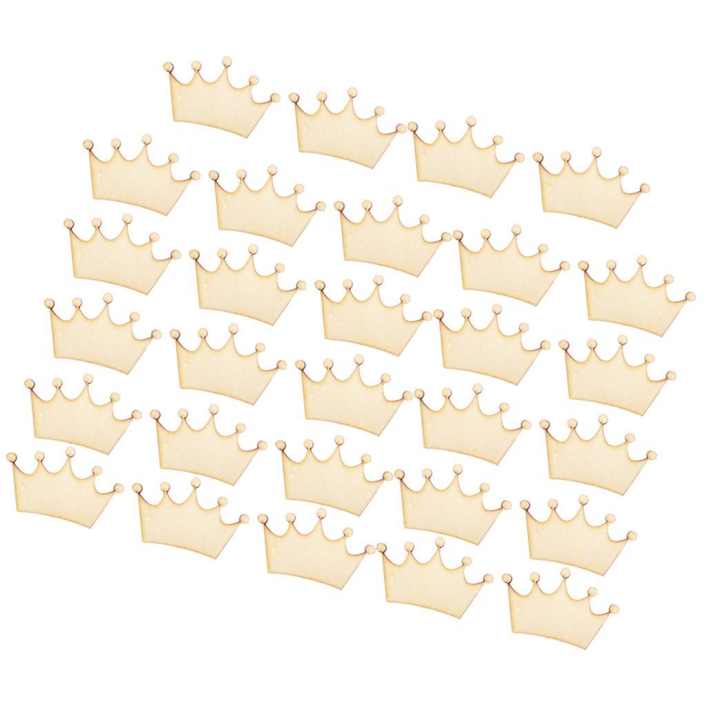 4-5pack 24 Pieces Unfinished Crown Shape Wooden Pieces DIY Craft Embellishments