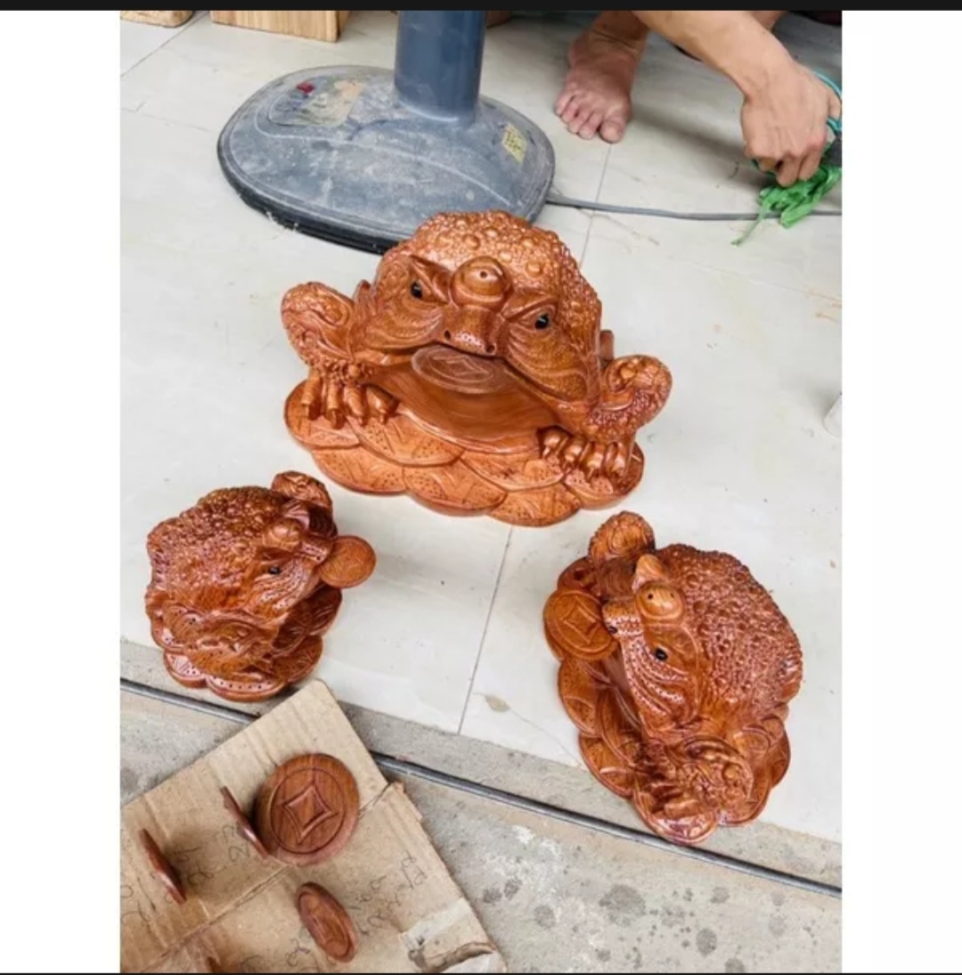 Cóc gỗ hương ngang 15cm-Tượng gỗ phong thuỷ