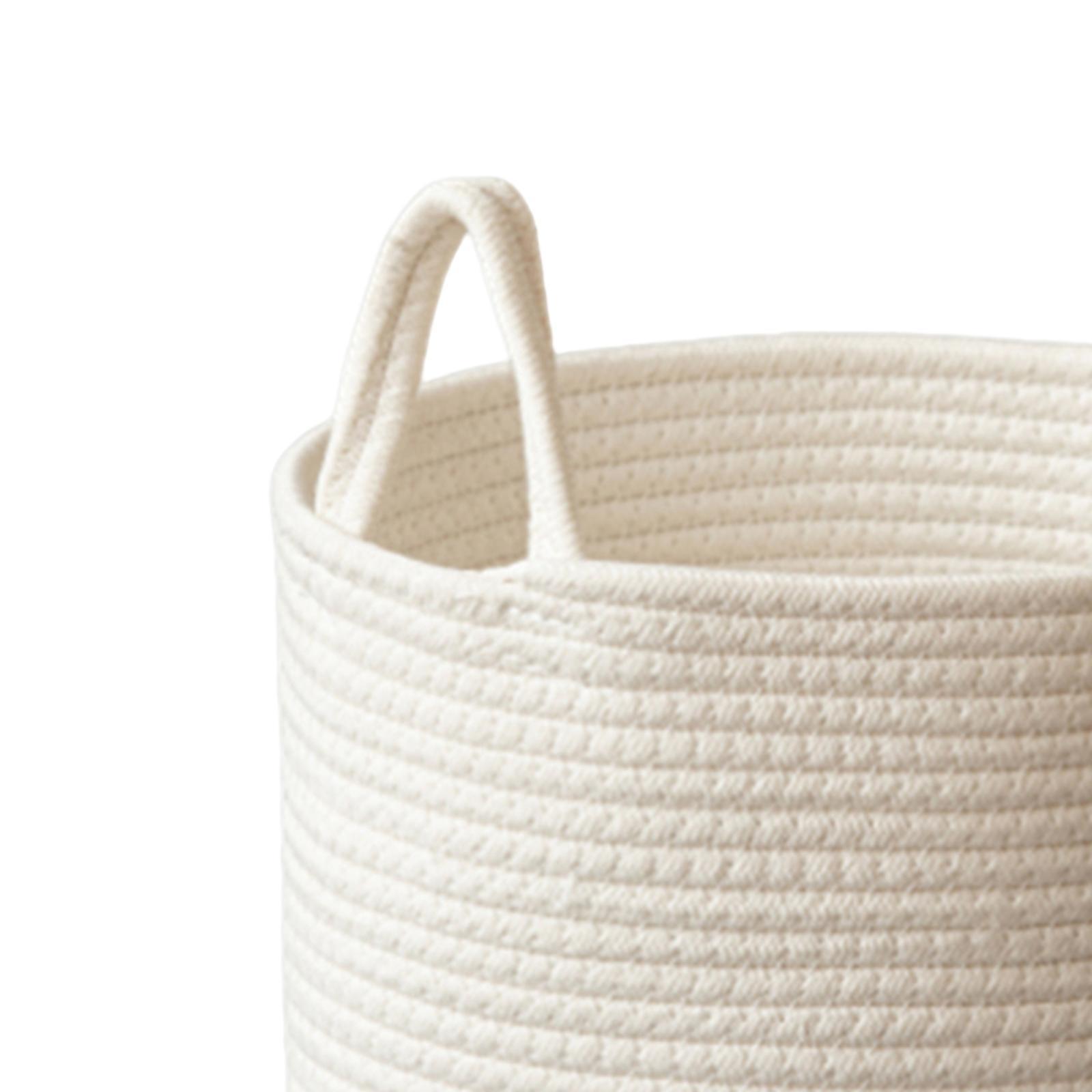 Woven Rope Storage Basket, Boho Storage Basket with Handles, Toys Clothes Organizer, Dirty Clothes Laundry Basket for Dorm, Bedroom, Utility Room