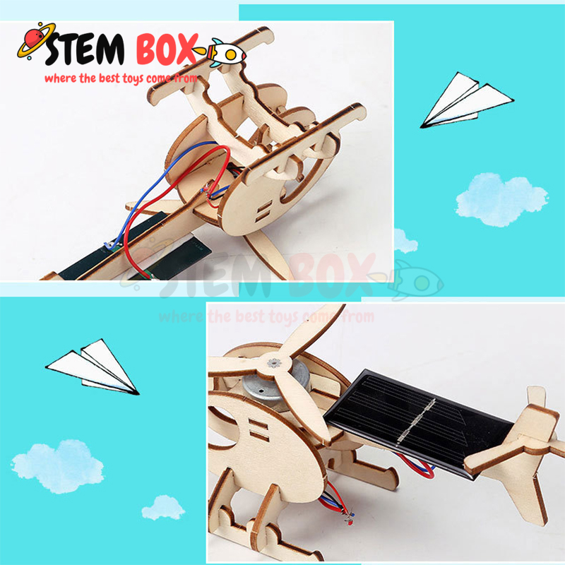 Đồ chơi giáo dục theo phương pháp STEM - Bộ lắp ghép mô hình trực thăng chạy bằng năng lượng mặt trời - Trò chơi DIY STEM BOX