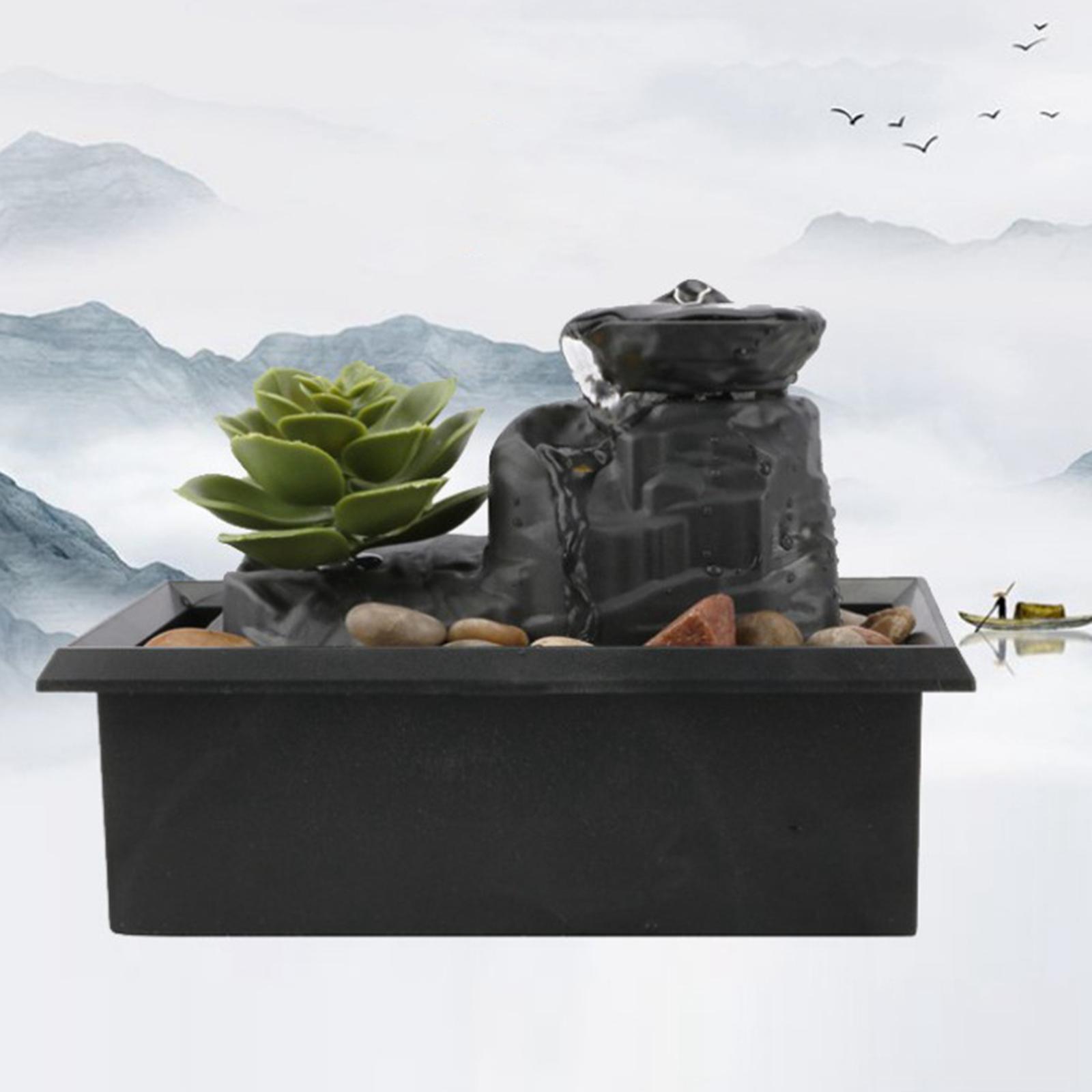 2x Table Feng Shui Meditation Fountain Decor Scene