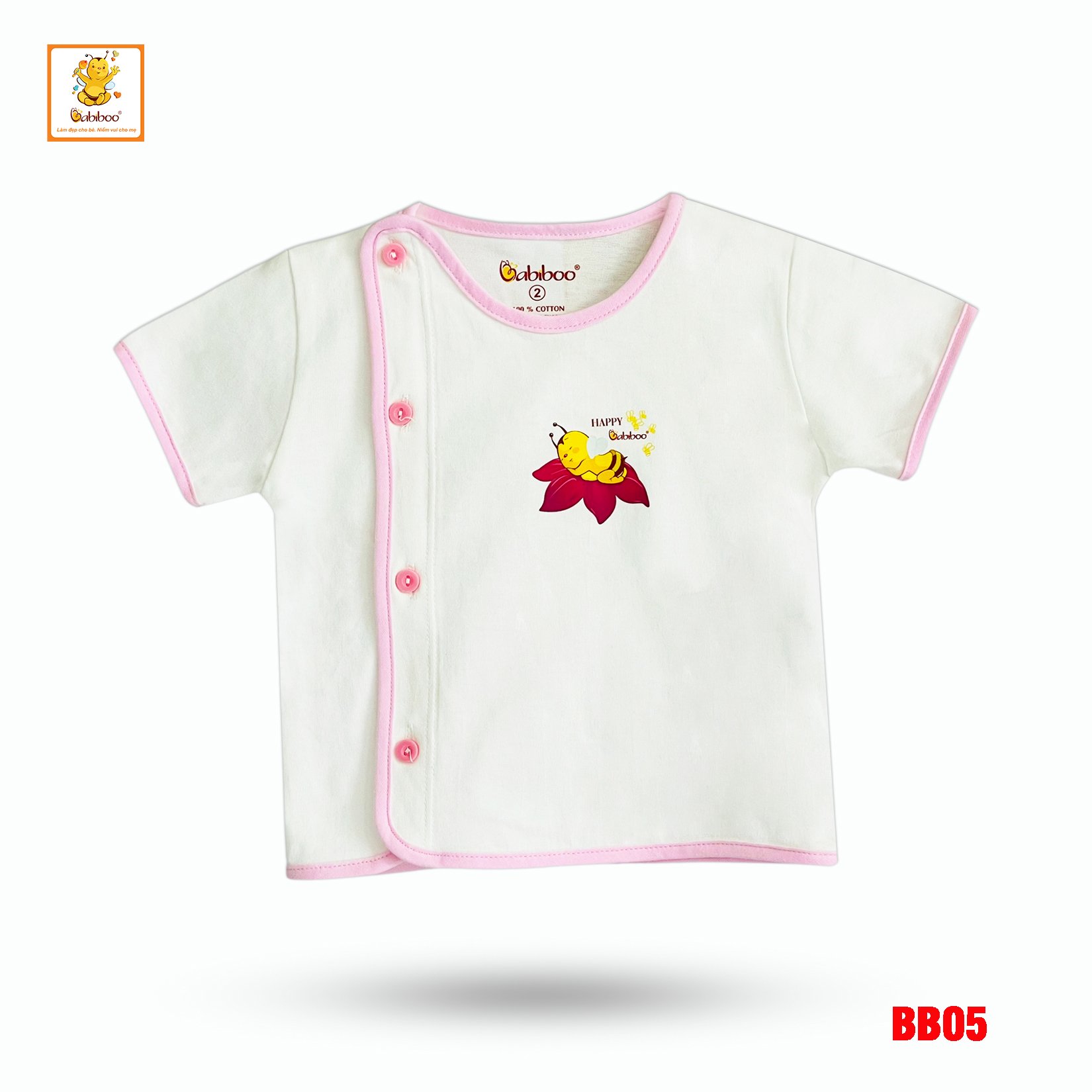 Áo sơ sinh cho bé Babiboo áo tay ngắn vải cotton mềm mịn BB05
