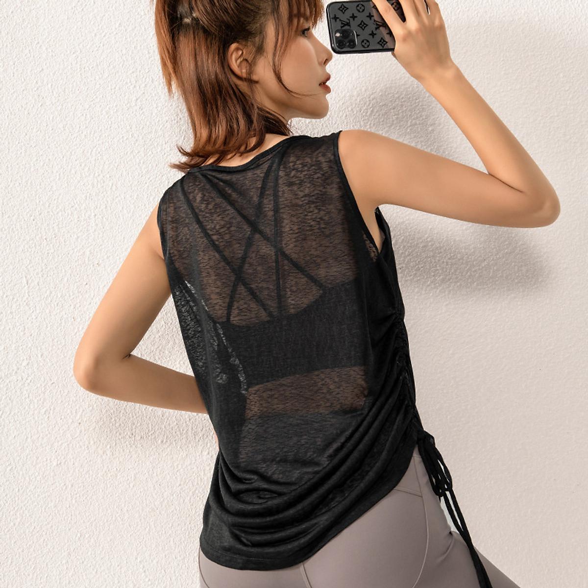 "NEW 2026" Áo Tank Top Dây Rút Thể Thao Nữ " HOT HOT" - Trắng