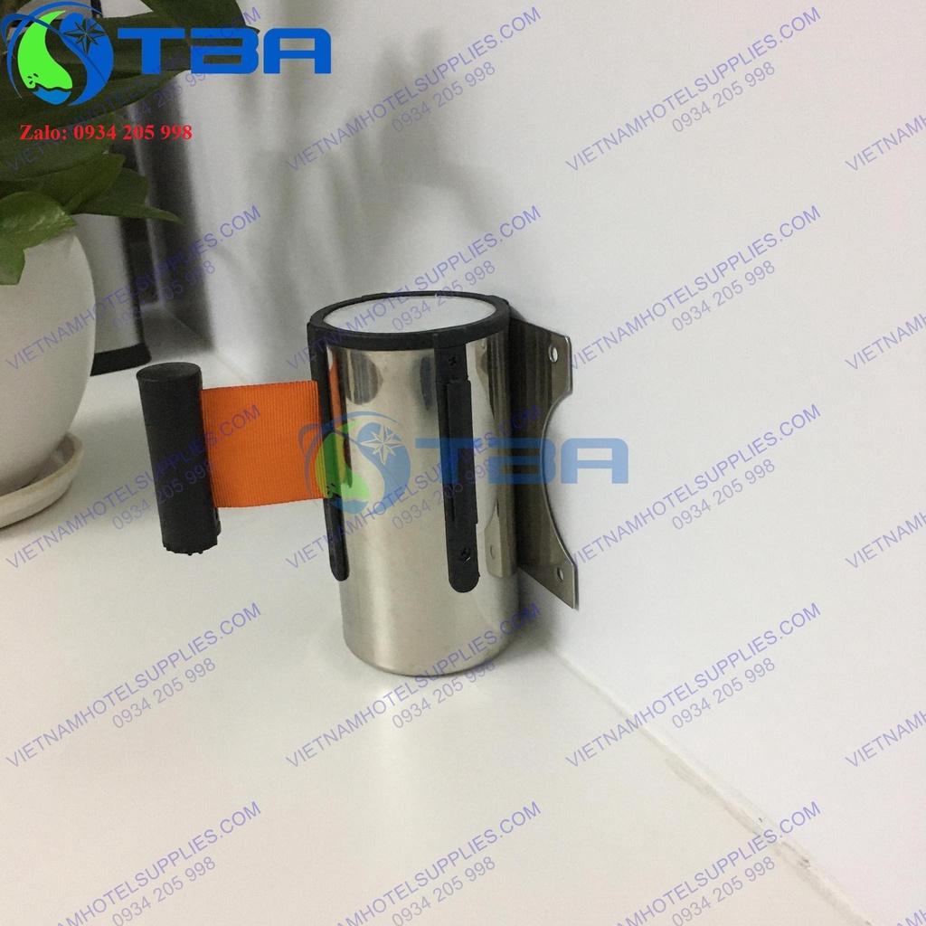 Trụ chắn 5m inox gắn tường nhập khẩu cao cấp với dây căng màu cam