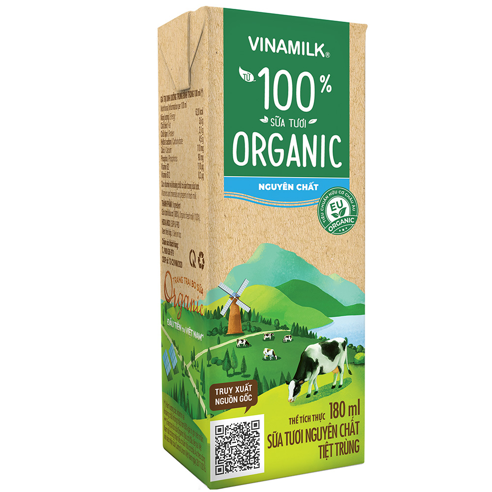 Thùng 12 Hộp Sữa Tươi Tiệt Trùng Vinamilk 100% Organic Không Đường