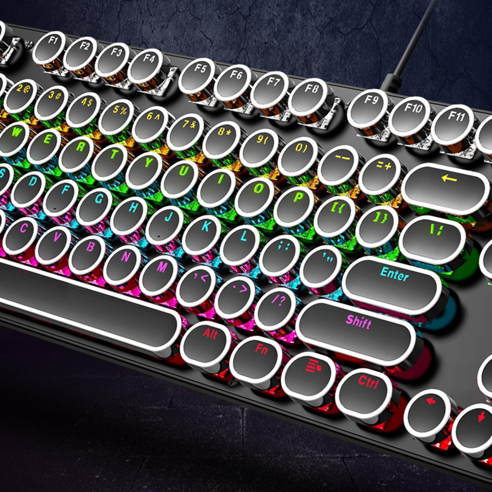 Retro Punk 104 Keys Gaming Keyboard Blue Switch Mechanical Shaft Gaming Keypad for Office Home Game PC