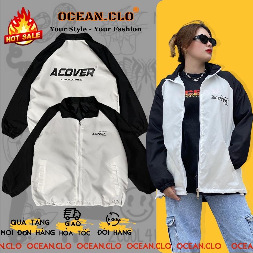 Áo khoác jacket ACOVER ullzang dù 2 lớp unisex - Áo khoác nam nữ Ullzang Basic có form rộng XL - OCEAN.CLO