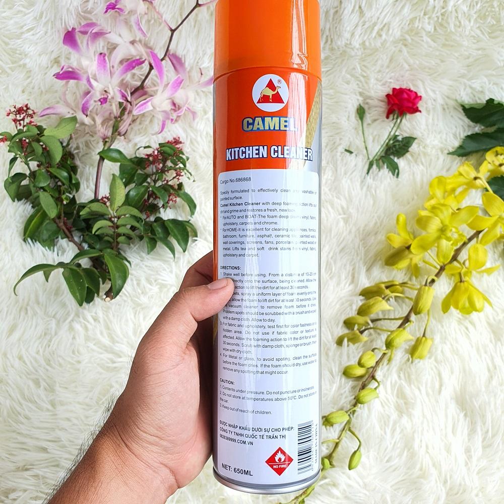 CHAI XỊT VỆ SINH NHÀ BẾP 650ml KITCHEN CLEANER DẠNG BỌT Hiệu Camel - Xịt Tẩy Rửa Đa Năng – Nước Tẩy Rửa Nhà