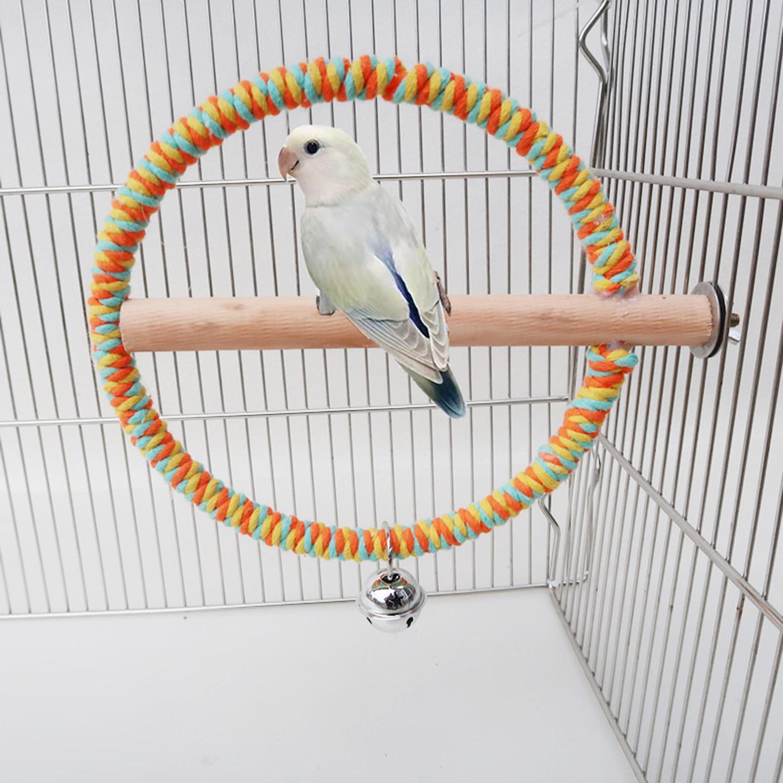 Playground Natural Wooden Bird Parrot Swing Stand Cage Training Toy
