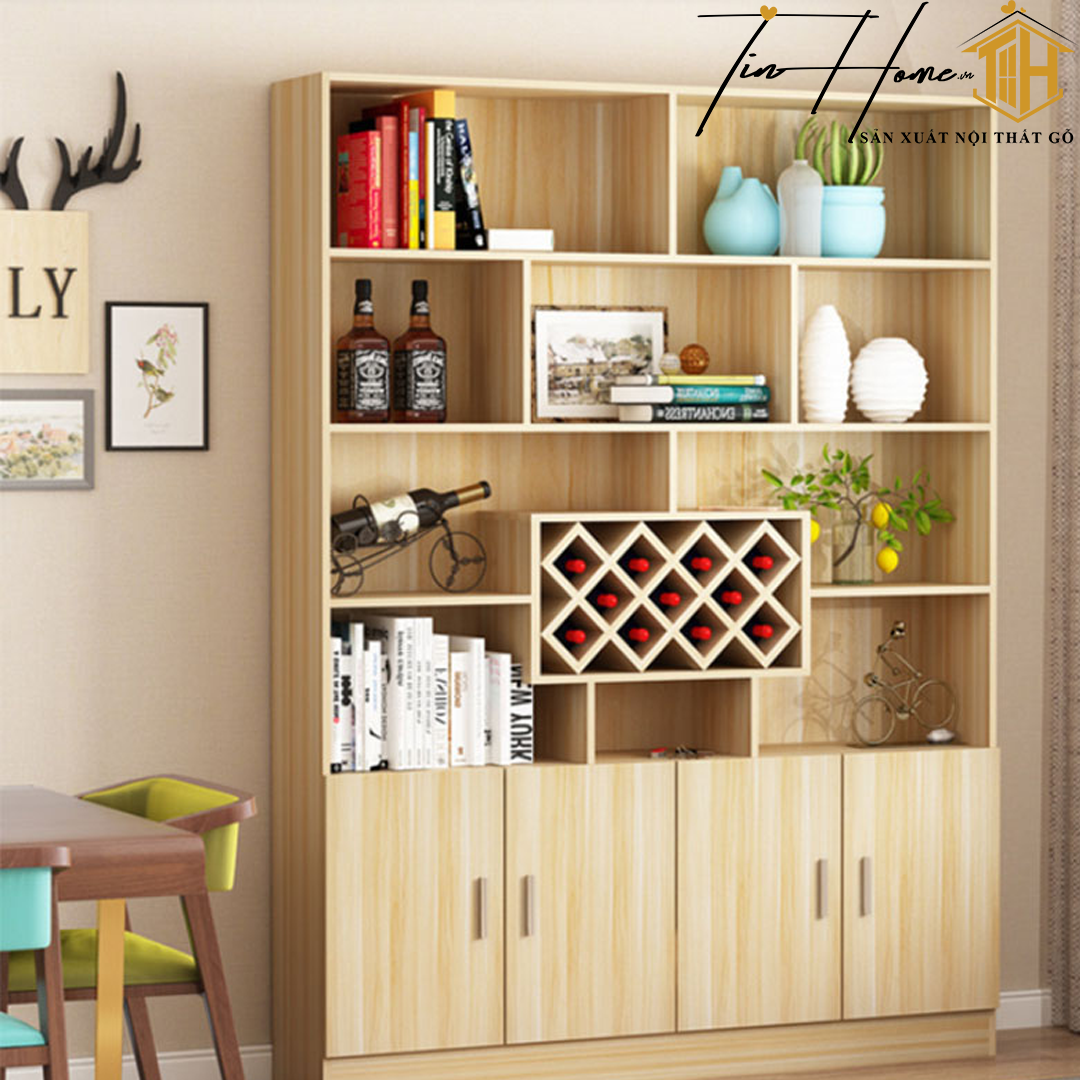 Tủ rượu gia đình bằng gỗ MDF thiết kế đẹp tiện lợi TR-001 (1200 x 300 x 2000mm)